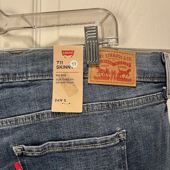 Levis 711 Skinny Ankle Mid Rise Blue Jeans 24W Inseam 27.5" Stretch New - Picture 4 of 7